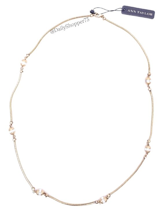 Ann Taylor Jewelry - Ann Taylor Antique Gold Necklace with Baguette Cut Glass Rhinestone Beads